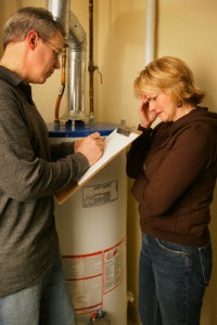Woman Talking with Plumber